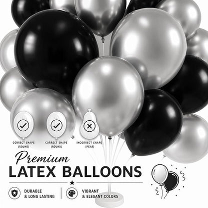 Black Silver Balloon Stand Kit for Floor or Table, Party Decor - Image 5