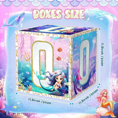 3 Pcs 1st Mermaid Birthday Decorations One Birthday Balloon Boxes Mermaid Party - Image 2