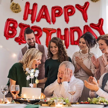 Happy Birthday Balloons Banner Red 16 Inch Mylar Foil Letters | Inflatable - Image 5