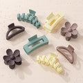 8PCS Hair Clips for Women, Flower Claw Clips for Thick Hair, Non-Slip Hair Accessories with Multi-Styles, Neutral Colors Hair Claw Clips and Variety Pack, Ideal for Girls