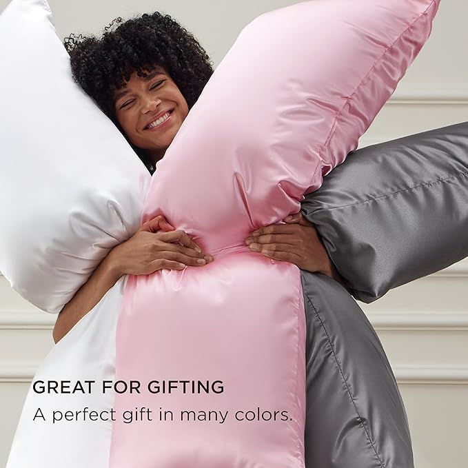 Bedsure Body Pillow Cover 20x54 Inches - Ivory Satin Similar to Silk Pillowcase for Hair and Skin, Cooling and Silky Long Body Pillow Case Cover with Envelope Closure, Gifts for Women Men
