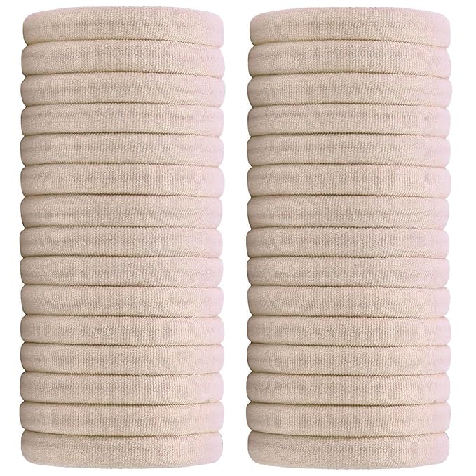 60 Pcs 2 Inch Blonde No Damage Hair Ties for Women Thick Hair, Large Soft Seamless Nylon Fabric Elastic Ponytail Holders Bands for Women