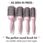 Lily England Round Blow Dry Brush Set for Women - Perfect for Voluminous Blowouts - Ceramic Ionic Technology - Luxury Gift for Her (Pink)