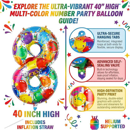 40 Inch Number 18 Balloon Set Large Foil Balloons - Image 2