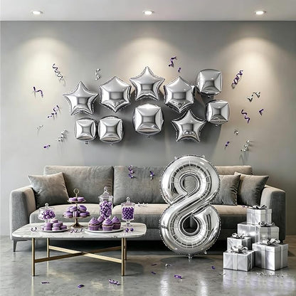 Number Balloons Silver Party Balloon - Image 7