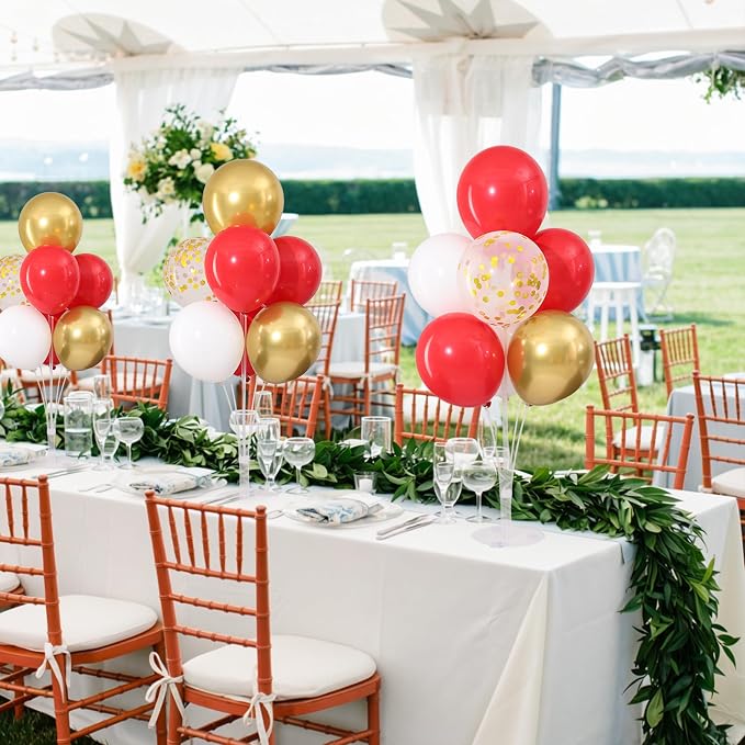 Red and Gold White Balloons Table Centerpieces Stand Kit - Image 6