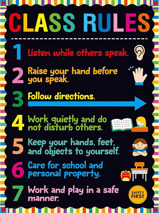 Vantasii Classroom Rule Poster, Colorful Bulletin Board Decoration Thick by VANTASII
