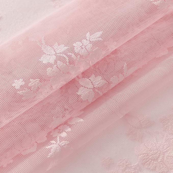 Kotile Pink Sheer Lace Curtains - Image 7