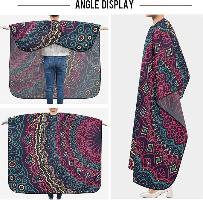 ALAZA Tribal Mandala Barber Cape for Men Women, Waterproof Haircut Apron Beard Shaving Bib Hair Cutting Cloth 55 x 65 Inch