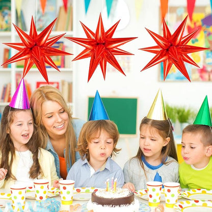 60 Pcs Star Balloons Explosion 12 Point Foil Cone Balloons Magic Balloon Large - Image 4