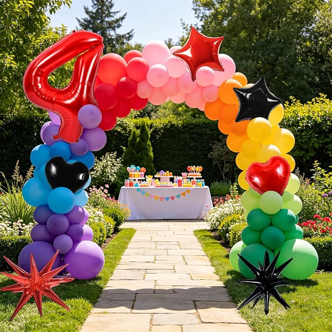 TONIFUL 4th Birthday Balloons Kit 40 Inch Red Large Number 4 Foil Balloon | - Image 6
