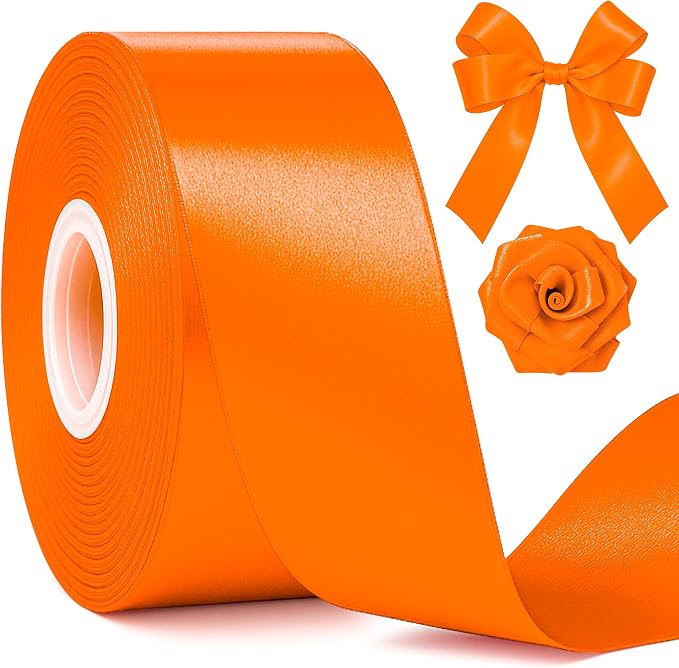 1 1/2In 30Yards Orange Ribbon for Gift Wrapping Thanksgiving Halloween | Silky by Fullive