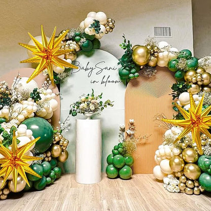 LOOLEY 137Pcs Green and Gold Balloons Garland Arch Kit - Image 5