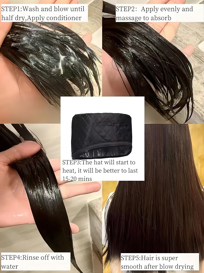 Great For Portable Home Hair Spa Cap, Hair Care Cap, Deep Conditioning, Safe Level 10 Temperature Control, Quick Heat Use