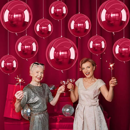 12Pcs Burgundy Red Round Foil Balloons, Metallic Deep Red Foil Balloon - Image 4