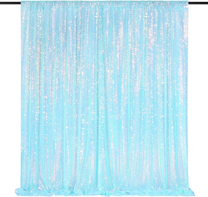 Blue Iridescent Sequin Backdrop 8ft x 8ft Glitter Photo Booth Backdrop | Sequin by QueenDream