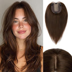 Rich Choices Hair Toppers for Women Real Human Hair 100% Human Remy Toppers NO Bangs for Women with Thinning on Top Clip in Hairpiece 4"x4.7"Lace Base 14 Inch #4 Medium Brown