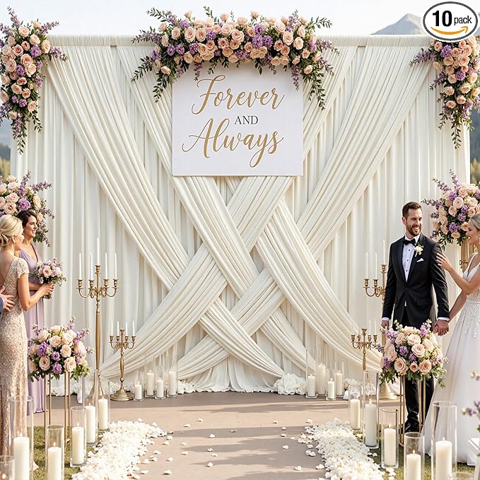50ftx10ft Wrinkle Free Beige Backdrop Curtains by ENJOYYOURPARTY