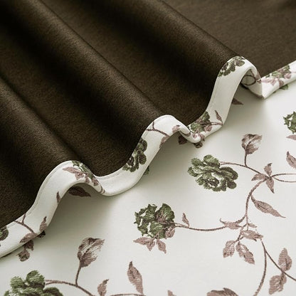 Beauoop Floral 100% Blackout Curtains Bedroom Green Brown 52x90 2 Panels | Rose - Image 6