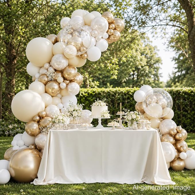 129pcs White and Gold Balloon Arch Kit Metallic Gold Balloons | Baby Shower - Image 7
