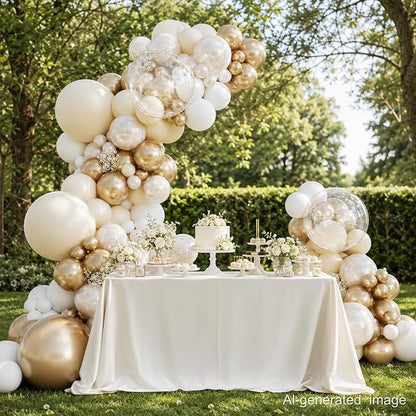 129pcs White and Gold Balloon Arch Kit Metallic Gold Balloons | Baby Shower - Image 7