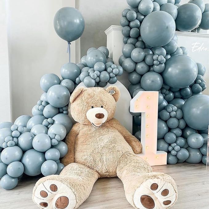 Jobkoo Slate Blue Balloons, 12 Inch 30 Pcs Dusty Dark Teal Latex Matte Retro - Image 3