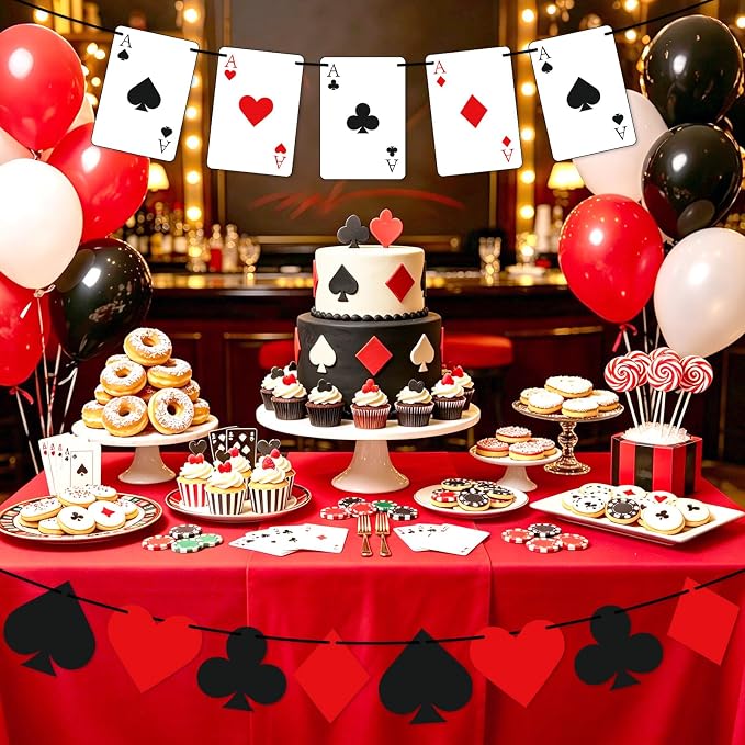 Hooqict Poker Party Banner Casino Theme Party Decorations Banner Garland Sign - Image 6
