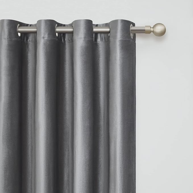 BULBUL Velvet Grey Blackout Curtains 102 inch Long - Image 3