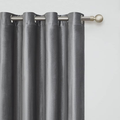 BULBUL Velvet Grey Blackout Curtains 102 inch Long - Image 3