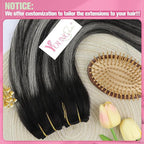 YoungSee 120G Wire Hair Extensions Ombre Black Human Hair Wire Extensions Black Ombre Silver Balayage Human Hair Fish Line for Women 16Inch
