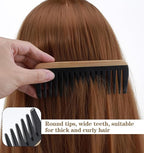 2Pcs Bamboo Wide Tooth Comb, Bamboo Fine & Wide Tooth Comb Anti-Static for Thick & Wavy Hair for Men Women Durable Eco-Friendly Natural Wood Finish, Ideal for Detangler Frizz Control