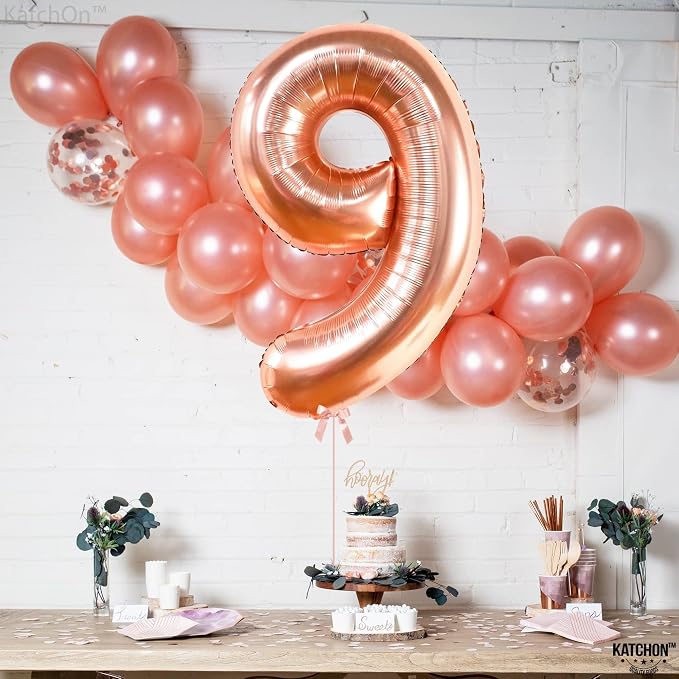 KatchOn, Rose Gold Number 9 Balloon - Image 2