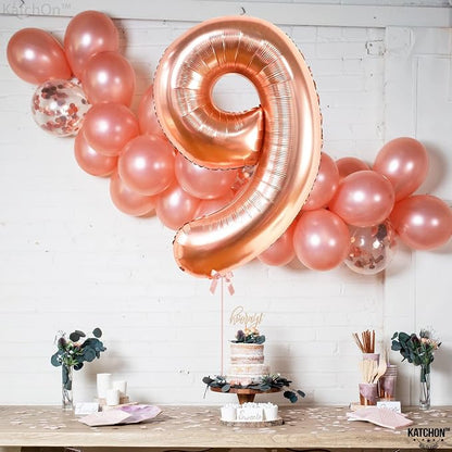 KatchOn, Rose Gold Number 9 Balloon - Image 2