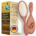 Natural Wooden Hair Brush for Women – Anti Breakage Wood Bristle Brush with Pear Wood Handle, Gentle Scalp Massage, Anti-Static, Made in Germany – Best Rated for All Hair Types
