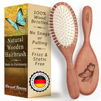 Natural Wooden Hair Brush for Women – Anti Breakage Wood Bristle Brush with Pear Wood Handle, Gentle Scalp Massage, Anti-Static, Made in Germany – Best Rated for All Hair Types