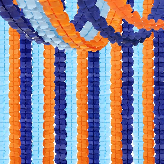 Navy-Dusty Blue Orange Birthday Party-Decorations by OURUOLA