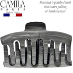 Camila Paris CP2122 French Hair Clip for Women for Long Curly Wavy Hair, Gray, Girls Hair Claw Clips Jaw Fashion Styling Hair Accessories for Women, Strong Hold No Slip Grip, Made in France