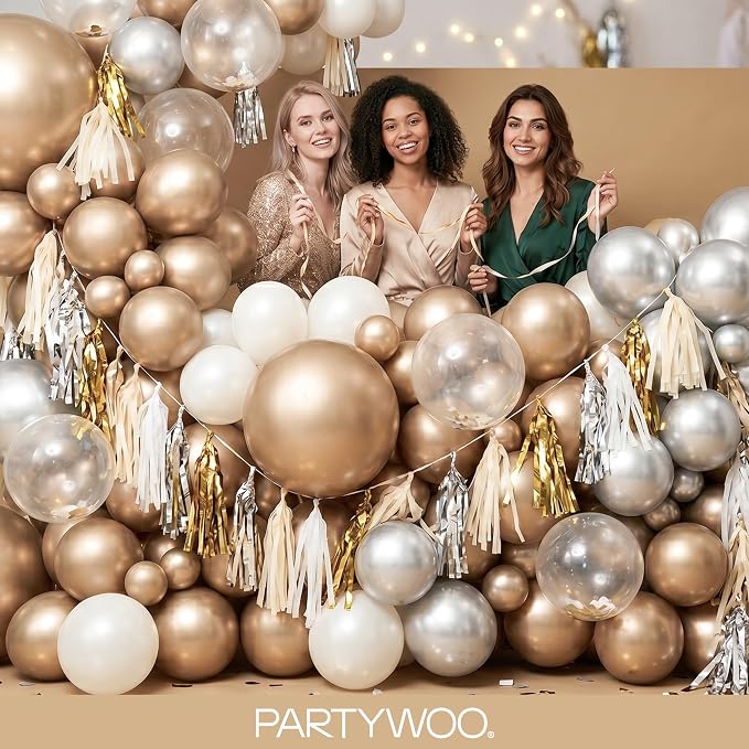 PartyWoo Metallic Gold Balloons 152pcs Chrome Gold Color 18 12 10 5 Inch | 18 - Image 5