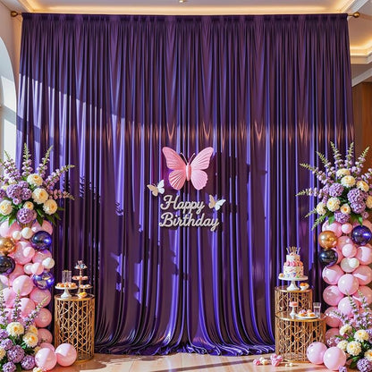 40x10ft Purple Glitter Backdrop Curtain - Image 8