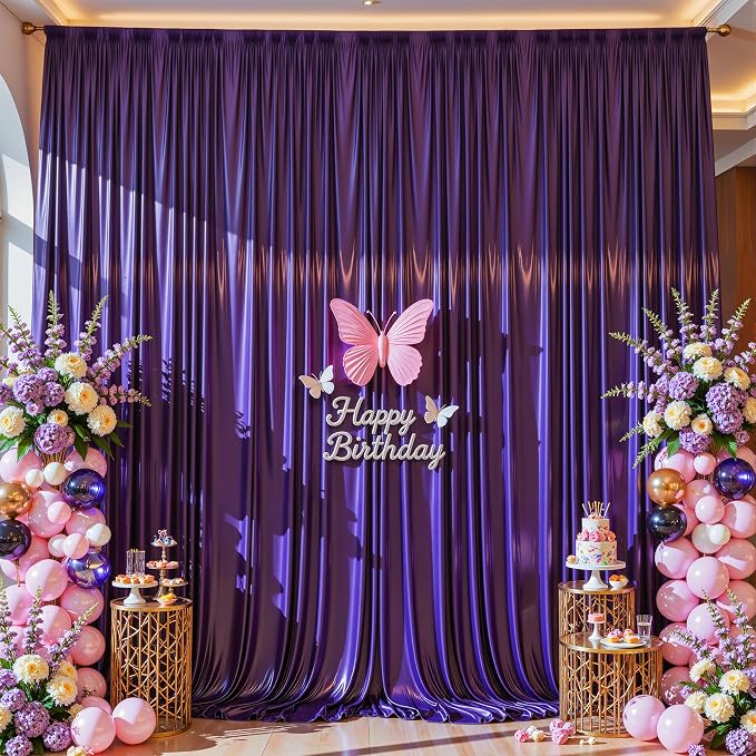 10x10 ft Purple Glitter Backdrop Curtain - Image 3