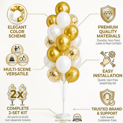 Hiins Gold Balloon Column Kit Set of 2 - Image 2