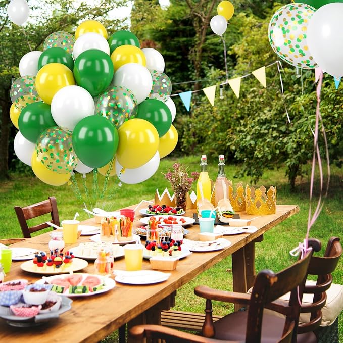 Paready Green and Yellow Balloons, 12 Inch Latex Balloons Helium - Image 6