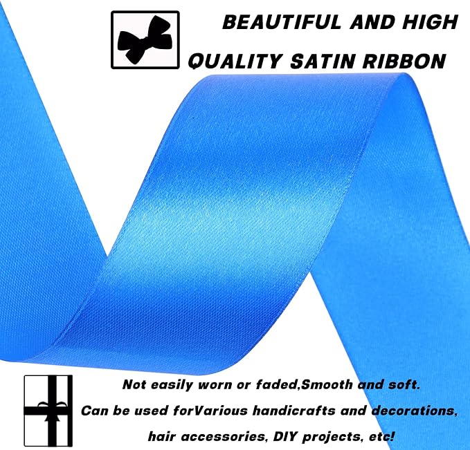 1-1/2 Inch 60 Yards Blue Solid Satin Ribbon - Image 3