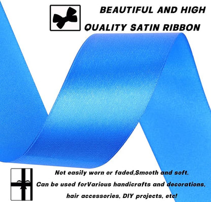 1-1/2 Inch 60 Yards Blue Solid Satin Ribbon - Image 3