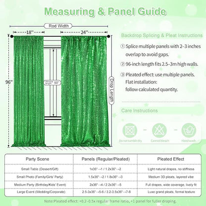 6x8FT Glitter Green Sequin Backdrop Curtain - Image 6