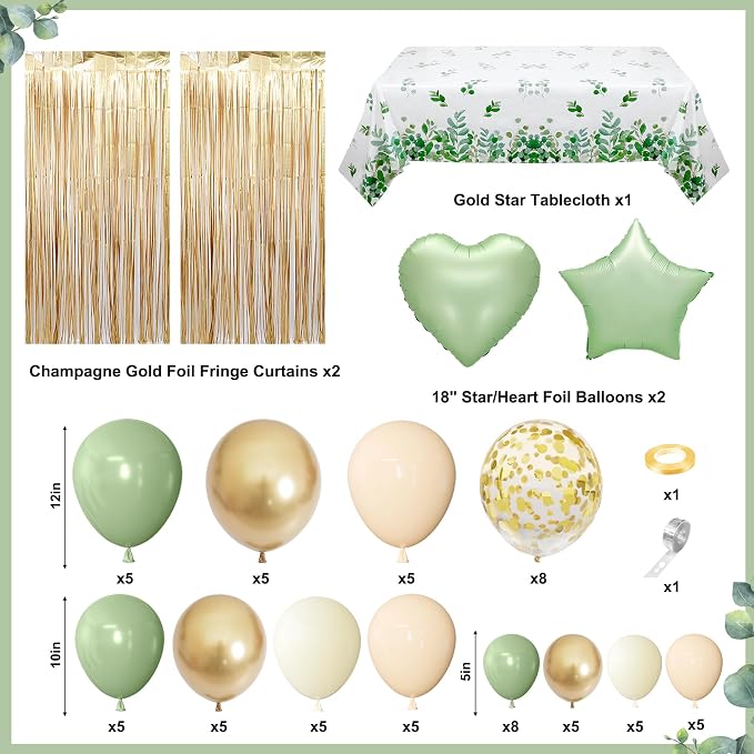 Amandir Sage Green Birthday Decorations - Image 2