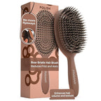 FRAMAR Soft Boar Bristle Hair Brush For Women – Boars Hair Brush For Women, Boar Brush For Fine Hair, Hairbrush For Fine Hair, Soft Bristle Brush For Slick Back, Volume and Shine - Chocolate