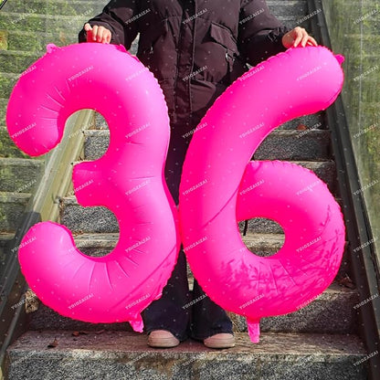 40IN Fluorescent Pink Number 5 Balloons Glow In The Dark Pink Balloon | - Image 4