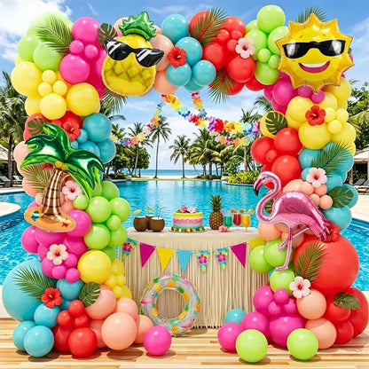 161pcs Summer Tropical Balloon Arch Garland Kit -Hot Pink Red Orange Green - Image 3