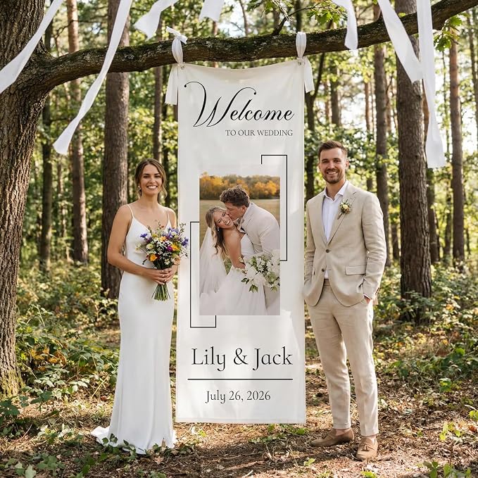 Custom Wedding Welcome Sign Linen - Image 3
